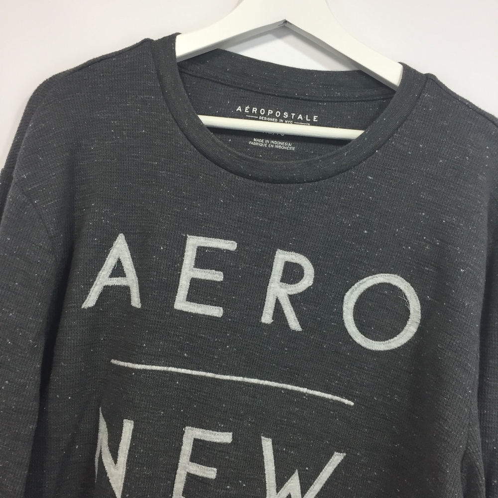Aeropostale XL Shirt Gray Long Sleeve Crew Neck - Picture 2 of 7
